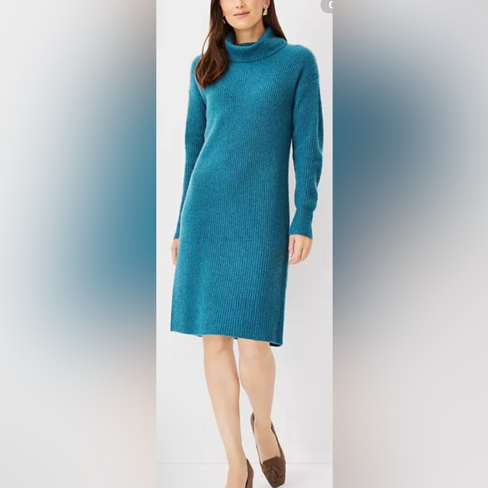 Ann Taylor ribbed 100% cashmere turtleneck dress